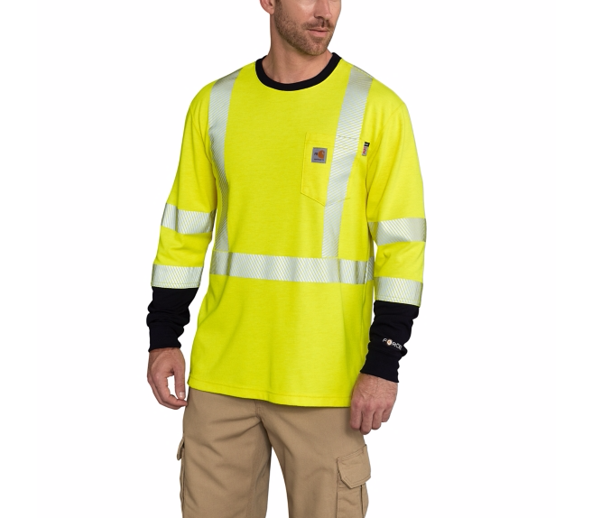 Carhartt Men's Flame-Resistant High Visibility Force Long Sleeve T-Shirt Class 3